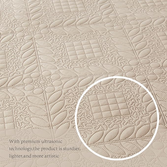 FLYMME Twin Quilt Bedding Set, Vintage Olive Leaf Design Bedspread Bed Coverlet - Image 6