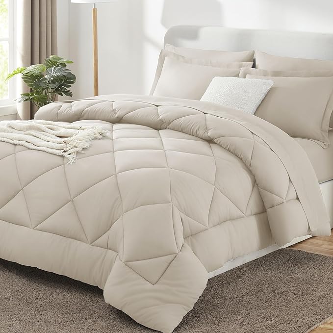 CozyLux California King Comforter Set Beige by CozyLux