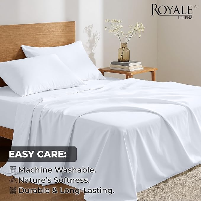Royale Linens 100% Organic Cotton Queen 2 Pack Flat Sheet Only - Image 8