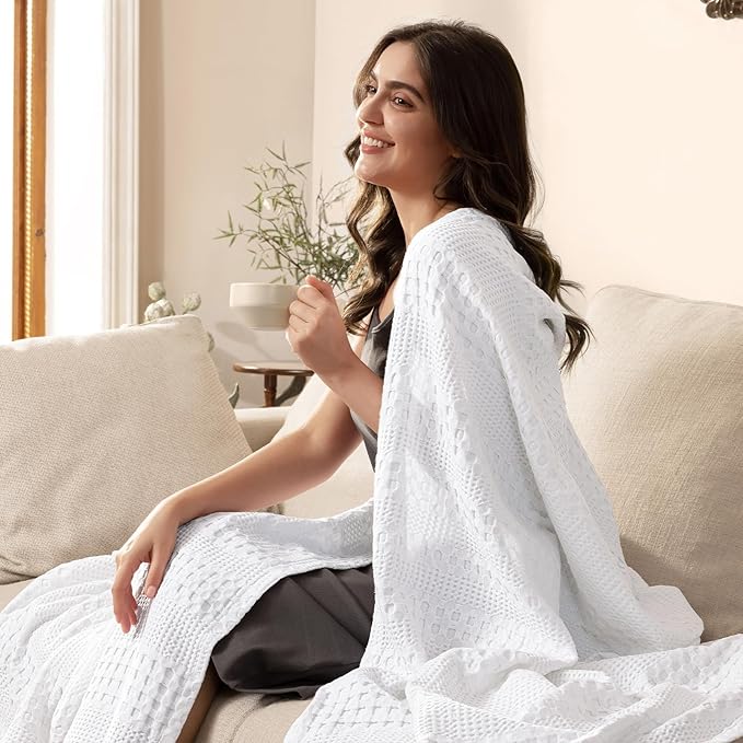 PHF Cooling Waffle Blanket King Size, Lightweight 60% Rayon from Bamboo & 40% - Image 7