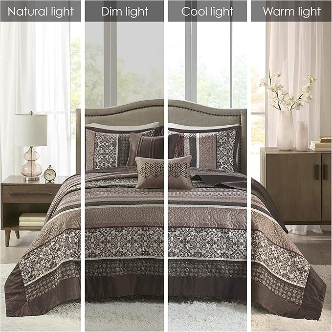 Madison Park Quilt Set Luxurious Jacquard Stripes Design - Image 2