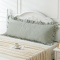 Green/White Plaid Ruffled Body Pillow Sham Washed Cotton Shabby Checkered by Qilunn