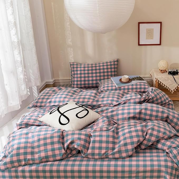 mixinni Plaid Duvet Cover Set Twin Purple - Image 4