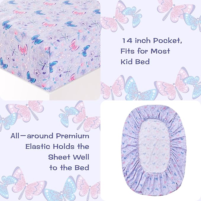 lasoftan Kids Sheet Set Twin Size 3 Pcs, Girls Sheet Set - Image 5