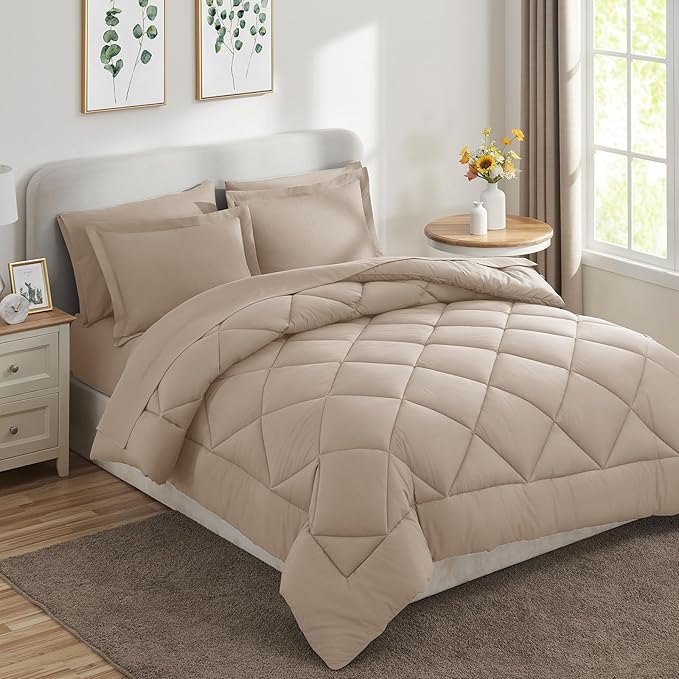 CozyLux King Size Comforter Set Wheat - Image 9