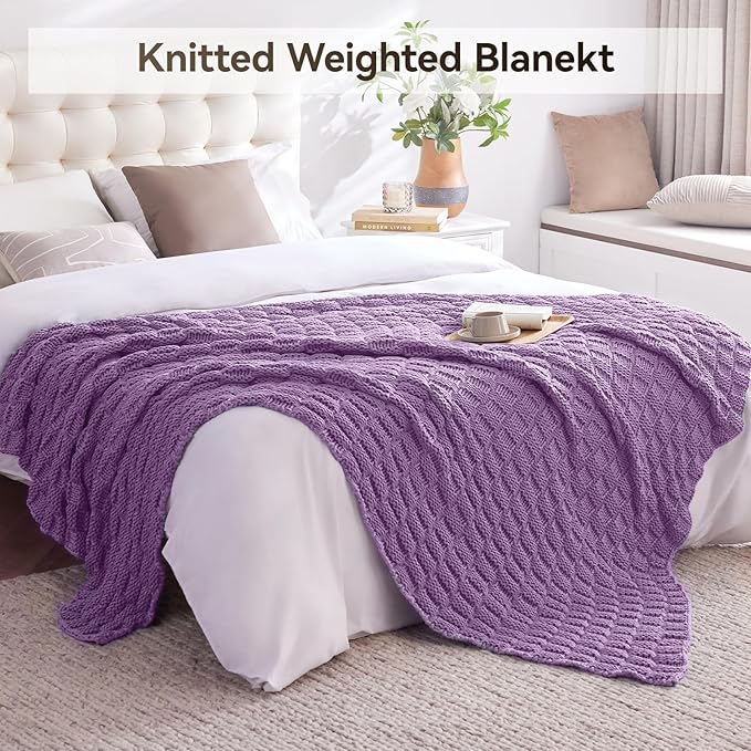 Knitted Weighted Blanket Adult, No Beads Heavy Blanket 50” x 60'' 5lbs - Image 6
