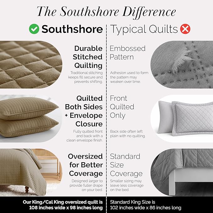 Southshore Fine Living, Inc. Oversized King Quilt Bedding Set, Taupe Quilt - Image 4