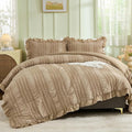 WONGS BEDDING Khaki Comforter Set King, 3 Pieces Ruffle Farmhouse Shabby Chic by WONGSBEDDING