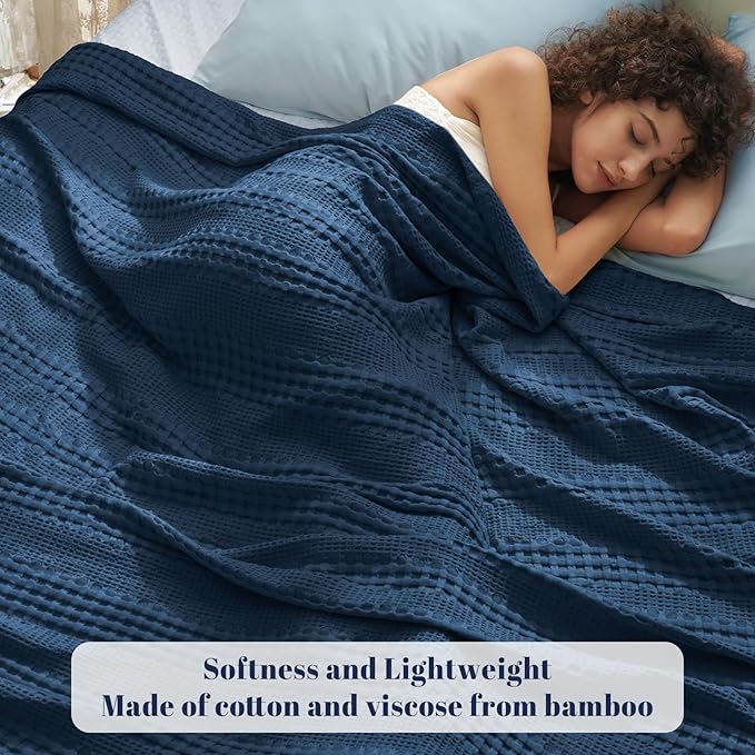 PHF Cooling Waffle Blanket Twin Size, Lightweight 60% Rayon from Bamboo & 40% - Image 2