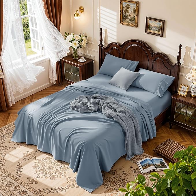 LBRO2M 1000 Thread Count 100% Egyptian Cotton Sheets Set Full Size, 4 Piece by LBRO2MBedding