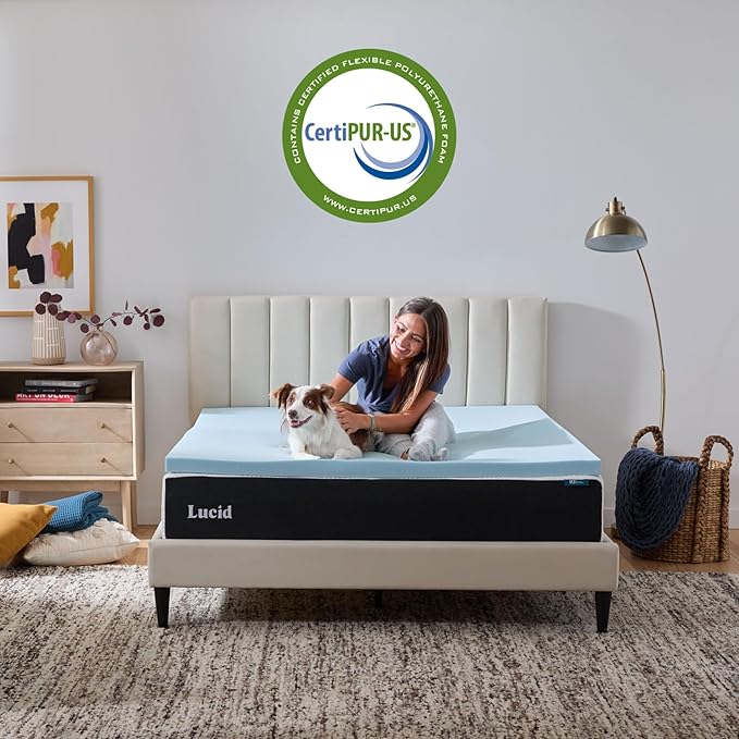 Lucid 2 Inch Memory Foam Mattress Topper, Twin XL Size – Cooling Gel Bed Topper - Image 5