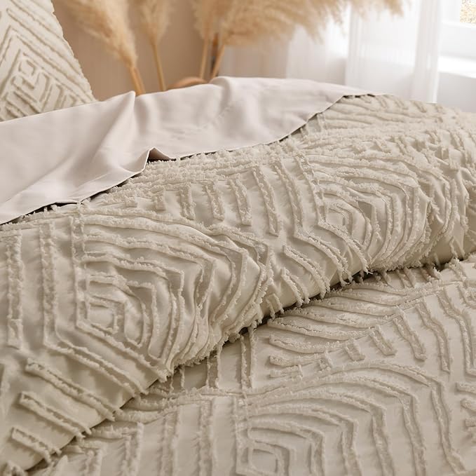 Andency Khaki Oversized King Comforter 128''x120'', 3 Pieces Khaki Soft Boho - Image 5