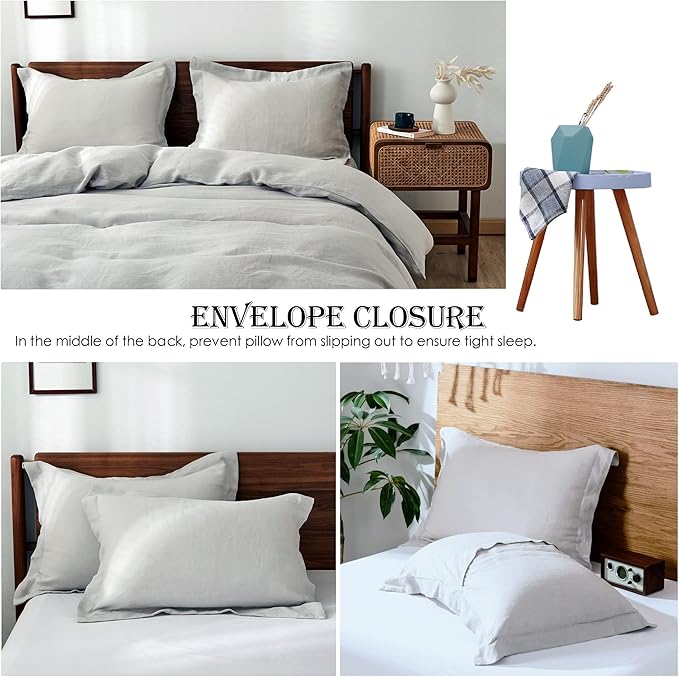 Simple&Opulence 100% Linen Duvet Cover Set 2pcs Basic Style Natural French - Image 4