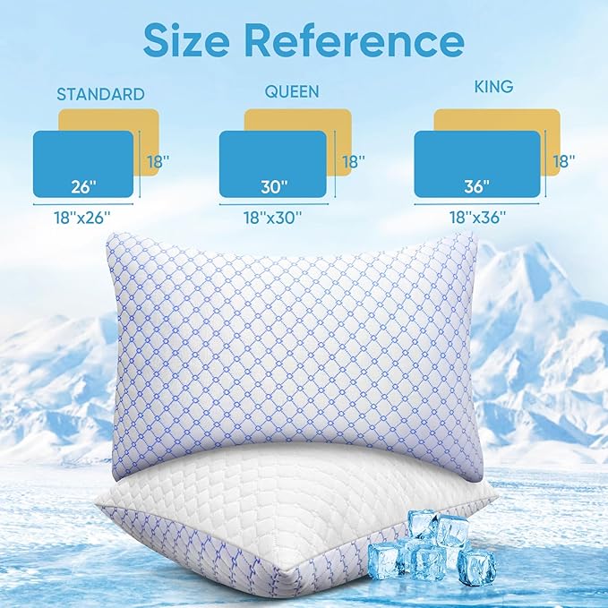 OAISZ Cooling Pillow King Size Set of 2, Shredded Memory Foam Bed Pillows - Image 8