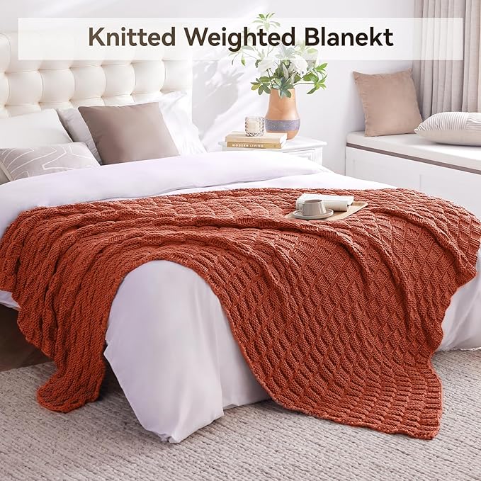 Knitted Weighted Blanket Adult, No Beads Heavy Blanket 48” x 72'' 15lbs - Image 6