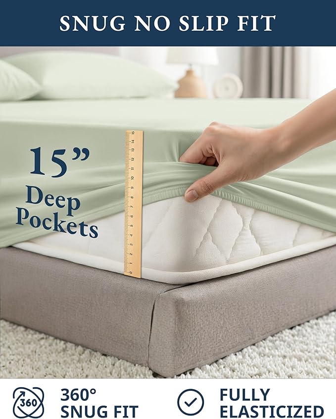 LANE LINEN 100% Organic Cotton Queen Sheet Set, Soft & Breathable Percale Weave - Image 7