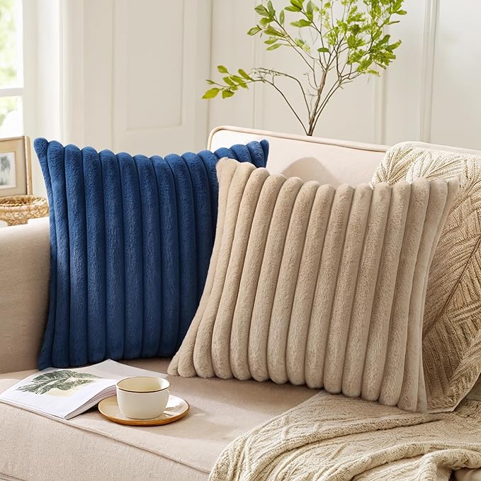 Pallene Faux Fur Plush Throw Pillow Covers 20x20 Set of 2, Luxury Soft Fluffy - Image 5