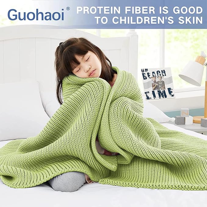 Guohaoi Knitted Weighted Blanket Kids No Beads Cooling Heavy Blanket, Home - Image 3