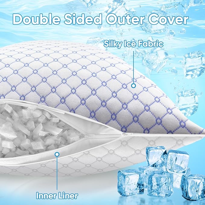 OAISZ Cooling Pillow King Size Set of 2, Shredded Memory Foam Bed Pillows - Image 4