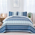 WONGS BEDDING Boho Quilt Set Queen Size, Lightweight Microfiber Bedspread by WONGSBEDDING