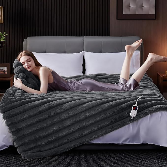 Heated Blanket Full Size, Faux Fur Cozy Heating Blanket - Image 5