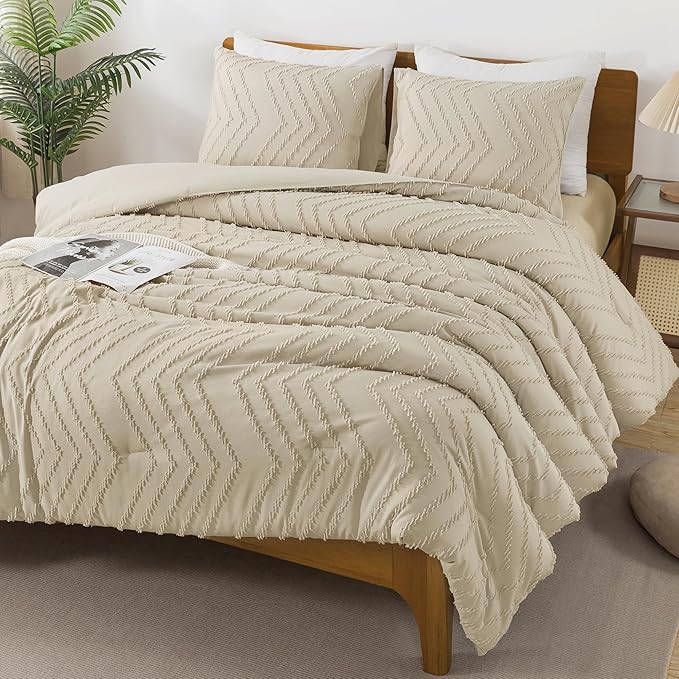 Andency Light Khaki California King Comforter Set, Boho Cal King Soft Warm - Image 5