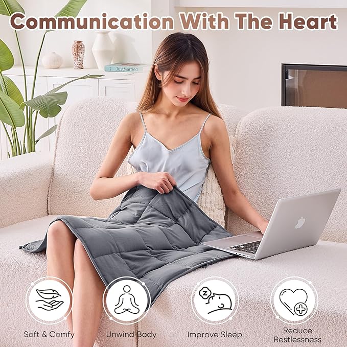 Weighted Lap Blanket for Adults 7lbs, Portable Travel Weighted Blankets - Image 4