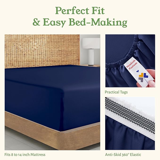 California Design Den 100% Organic Twin Fitted Only, Percale Cotton Fitted Sheet - Image 6