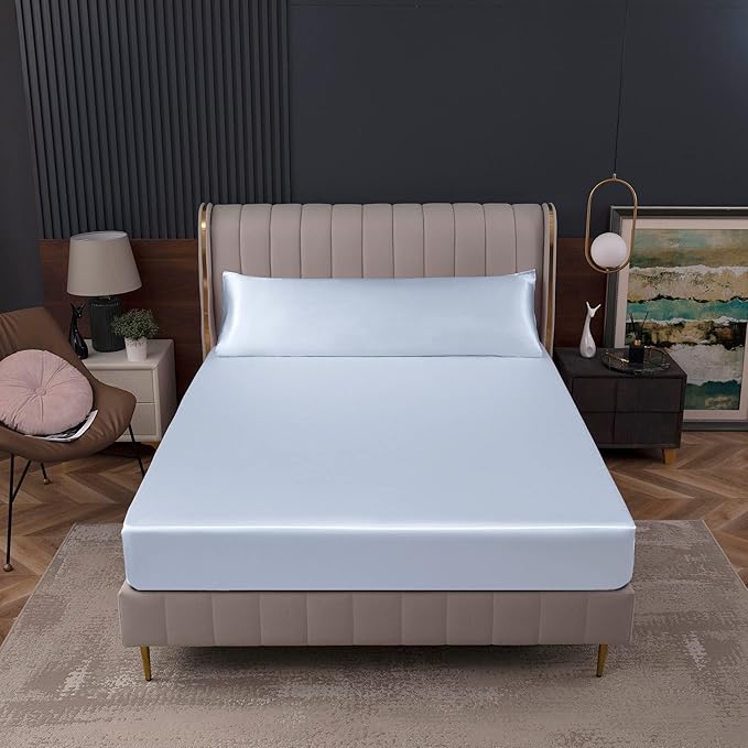 Homiest Baby Blue Satin Fitted Sheet - Image 7