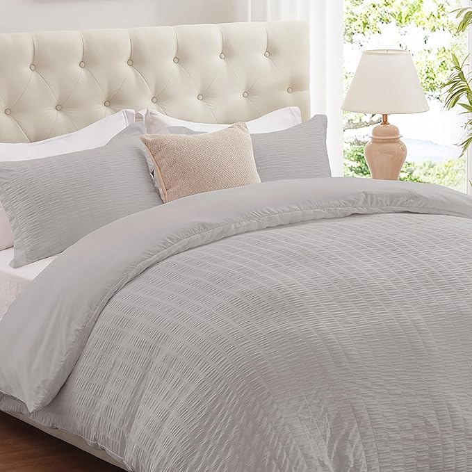 Cozyide Light Grey Duvet Cover King, 3 Pieces Bedding Duvet Covers, Soft by cozyide
