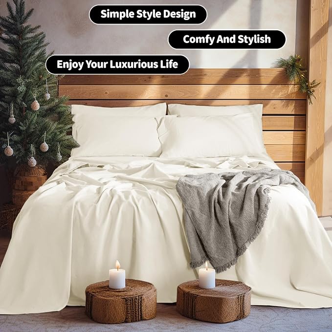 LBRO2M 100% Pure Linen Sheet Set Deep Pocket Up to 16" Bed Sheets Sets - Image 8