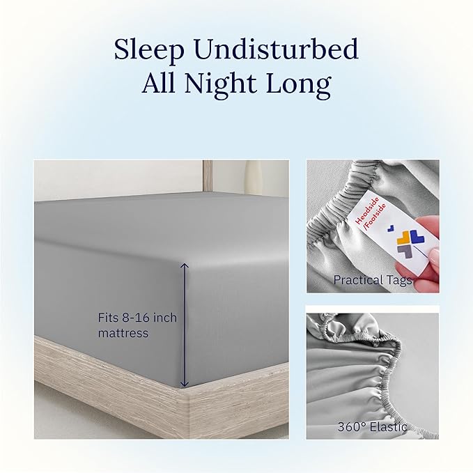 California Design Den King Size Fitted Sheets, Deep Pocket Soft 400 Thread - Image 6