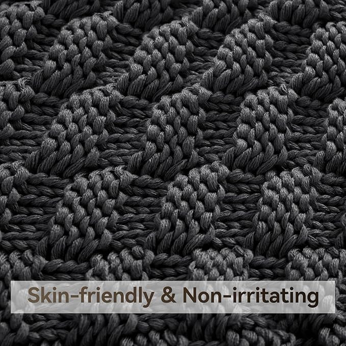 Knitted Weighted Blanket for Adult, No Beads Heavy Blanket 60” x 80'' 17lbs - Image 4
