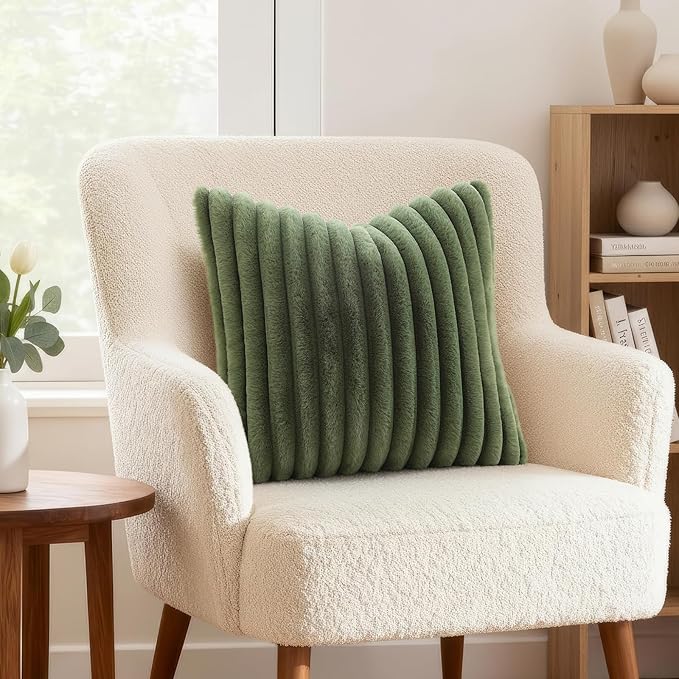 decorUhome Cozy Faux Fur Throw Pillow Covers 12x20 Set of 2 Decorative Soft - Image 2