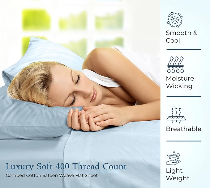 Royale linen 400 Thread Count 100% American Grown Cotton Flat Sheet - Image 5