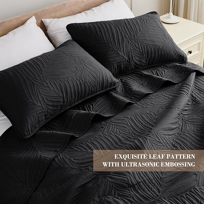 Exclusivo Mezcla Twin Quilt Bedding Set, Lightweight Black Quilts Twin Size - Image 3