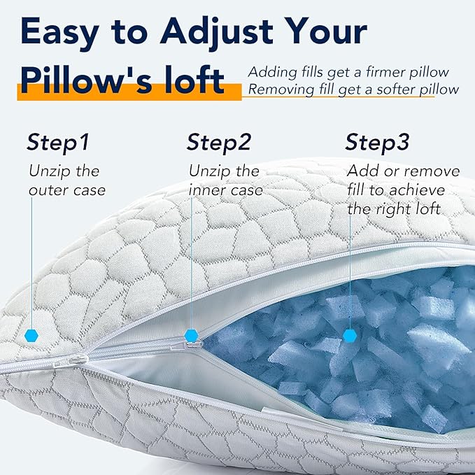 QUTOOL Cooling Pillow for Sleeping 2 Pack, Luxury Shredded Memory Foam Bed - Image 9