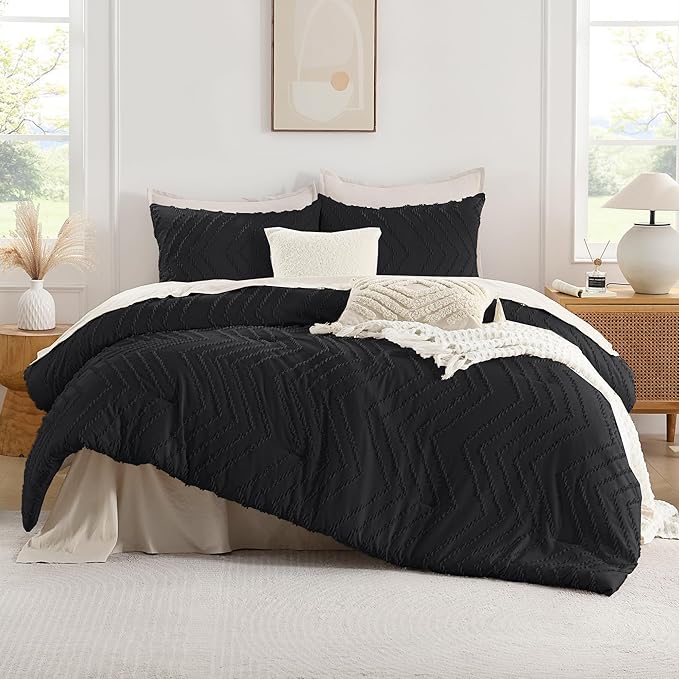 Andency Black Comforter King, Boho Soft Fluffy Warm Lightweight Bedding - Image 2