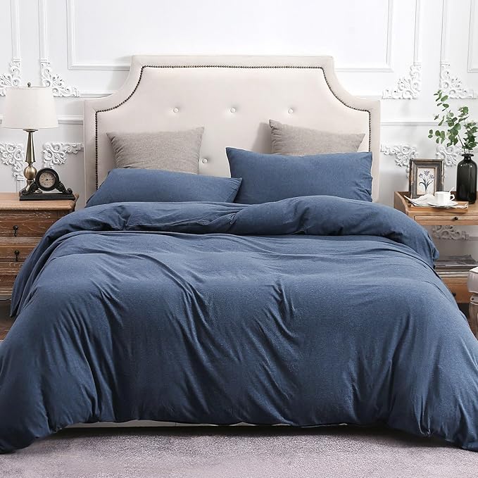 PURE ERA Jersey Knit Duvet Cover Set 100% T-Shirt Cotton Super Soft Comfy 3pc - Image 6