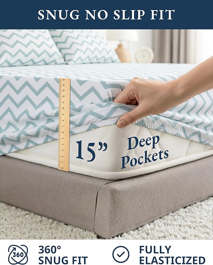 LANE LINEN 100% Organic Cotton Printed King Sheets, Soft & Comfy Percale Sheets - Image 7