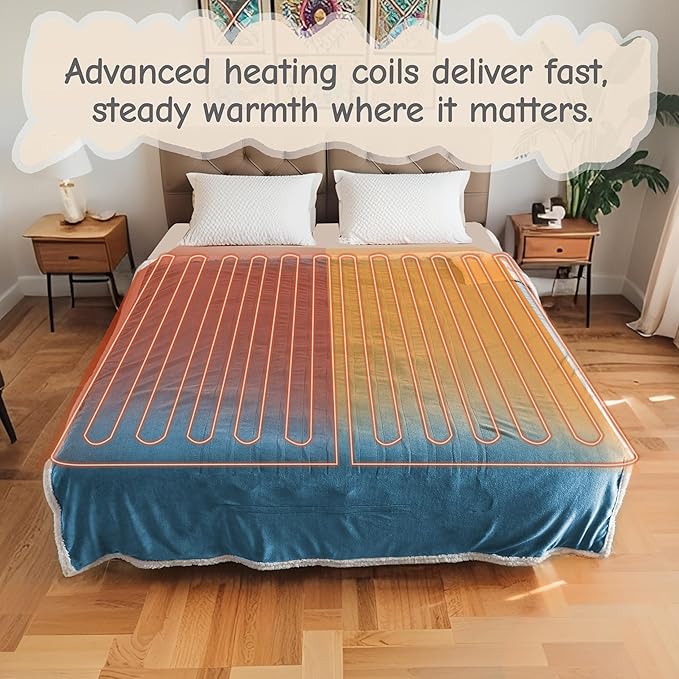 Electric Heated Blanket Full Size 72"x84", Soft Flannel - Image 6