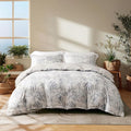 OAITE Duvet Cover Queen Size, Reversible Shallow Bottom Printing White Duvet by OAITE
