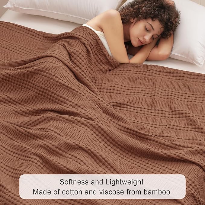 PHF Cooling Waffle Blanket Queen Size, Lightweight 60% Rayon from Bamboo & 40% - Image 2