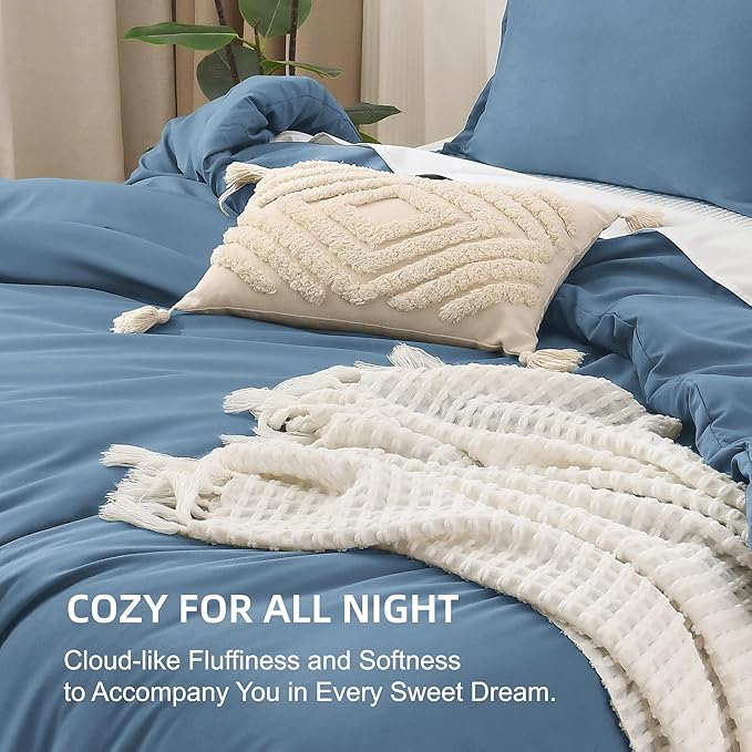 Litanika Comforters Queen Size Ocean Blue, 3 Pieces Lightweight Solid Bedding - Image 7