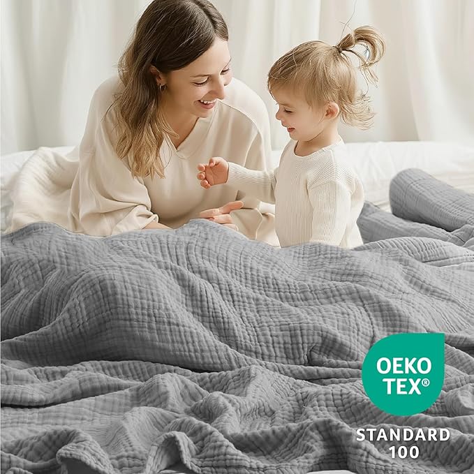 100% Cotton Muslin Blanket 40" x 40", Breathable and Lightweight Cotton Throw - Image 2