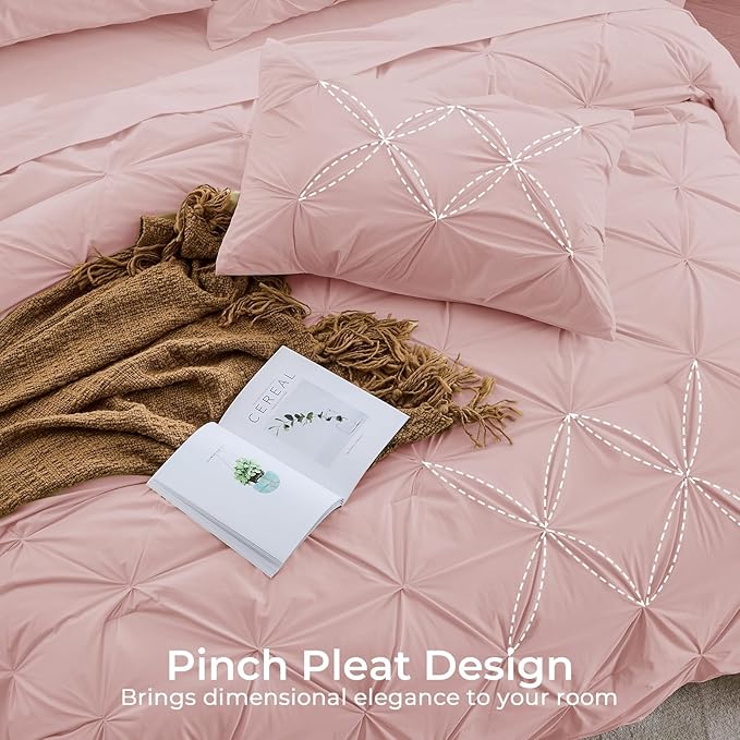 Sasttie California King Comforter Set, 7-Piece Bed in a Bag, Pintuck Bedding - Image 4