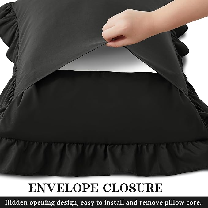 KKJIAF Ruffle Pillow Cases Queen Size Set of 2, Ruffled Pillow Covers - Image 5