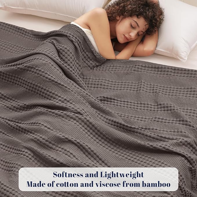 PHF Cooling Waffle Blanket King Size, Lightweight 60% Rayon from Bamboo & 40% - Image 2