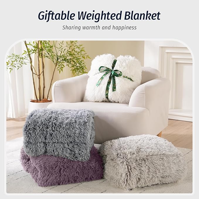 Wemore Shaggy Long Fur Faux Fur Weighted Blanket, Cozy and Fluffy Plush Sherpa - Image 5