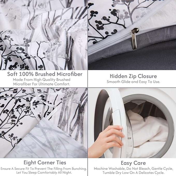 LONAVA King Botaincal 3 Pcs Duvet Cover Set, Breathable Soft Microfiber Deep - Image 7
